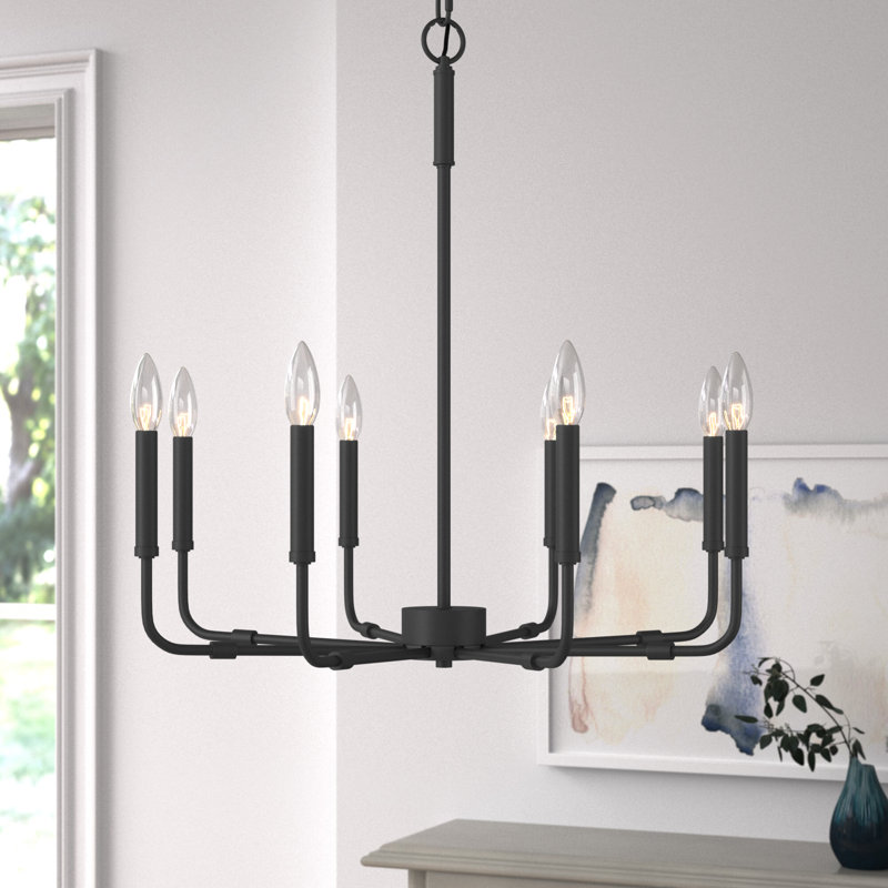 Brigit 8-Light Dimmable Candle Style Chandelier, Matte Black
