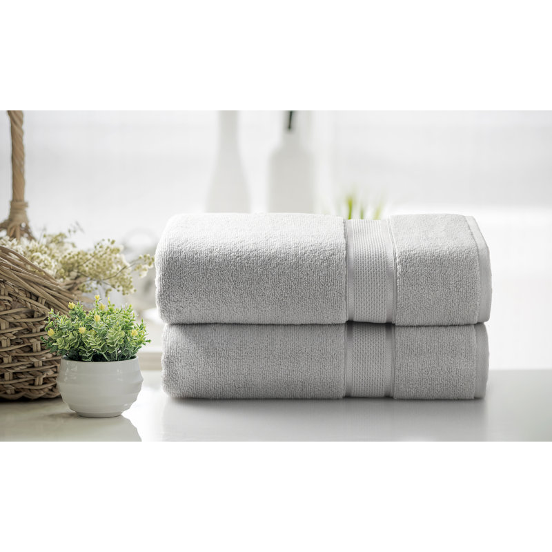 Kathy Ireland Zero Twist Cotton Plush Bath Sheet Set, 2, Silver