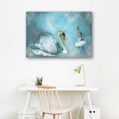Swan And Ballerina - Wrapped Canvas Print
