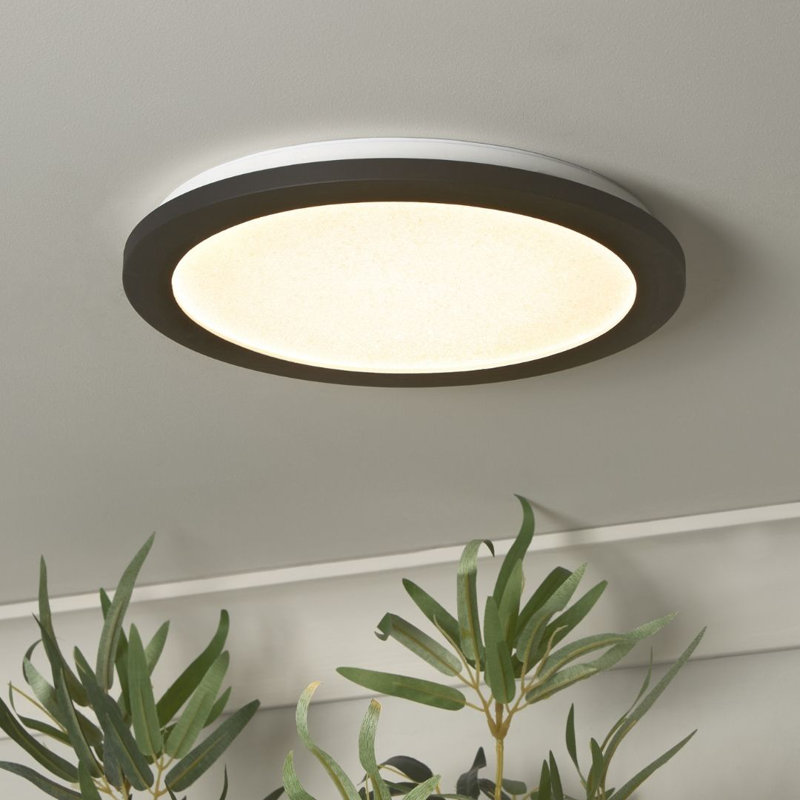 Glass LED Flush Mount, Matte Black, 30cm H x 300cm W x 300cm D