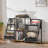 Large Capacity Black Vinyl Record Player Stand With Double Storage And Display Shelves