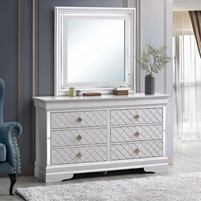 Commode 6 tiroirs avec boutons dorés