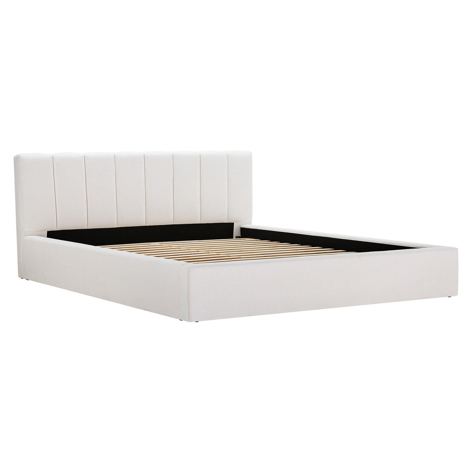 Delmar Linen Upholstered Bed, King, Selene White