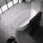 61" x 30" Solid Surface Stone Resin Oval-shaped Freestanding Soaking Bathtub with Overflow