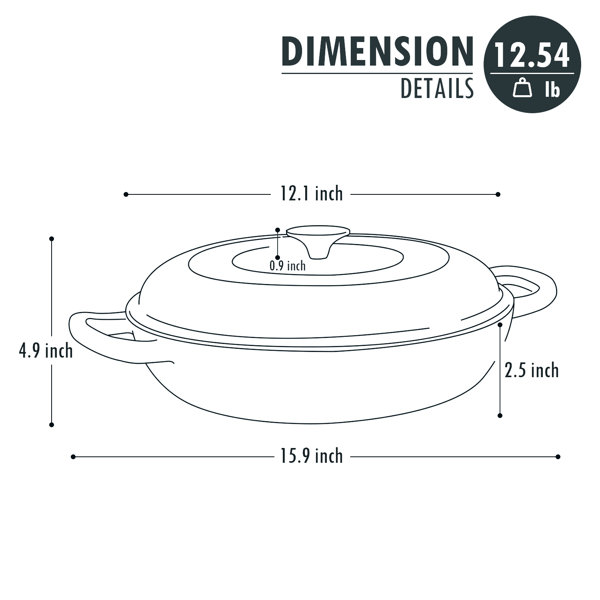 COOKWIN Cast Iron Casserole Braiser,3.8 Quart Enameled Cast Iron Pan,Heavy  Duty Casserole Skillet with Lid and Dual Handles,Porcelain Surface