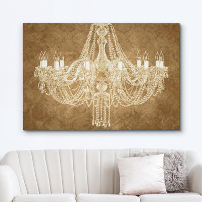 Glam Crystal Chandelier " Ornate Pattern White Crystal Chandelier Decor Lights Stylish Contemporary Relax Calm Wall Art " Graphic Art Print