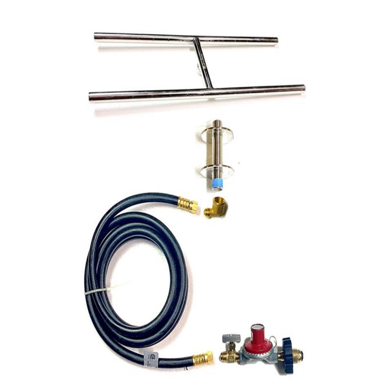 Easy FirePits Basic Propane Fire Pit Connection Kit and Lifetime Warranted 316 Stainless H-Burner, 5" H x 20" W x 7" D