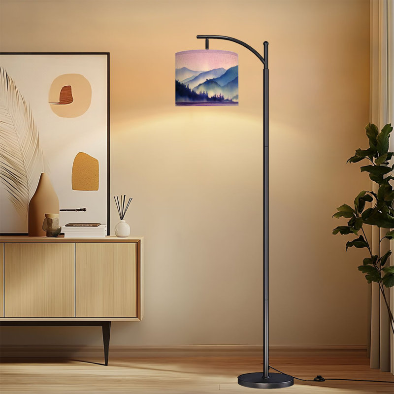Lampe sur pied à aquarelle avec abat-jour réglable Watercolor Mountain