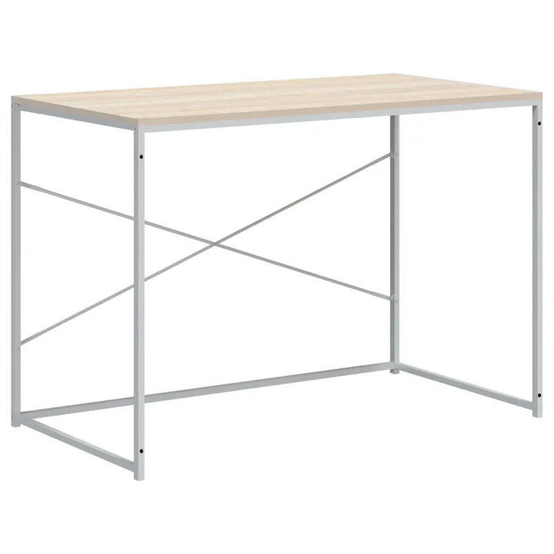Satrogan Solid Wood Top Writing Desk, White/Oak