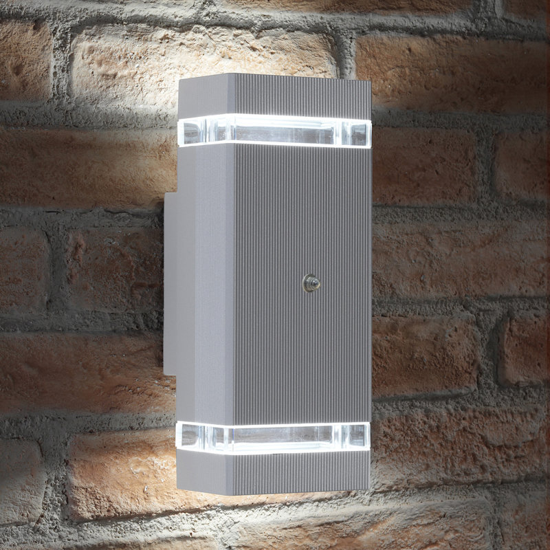 Garnica 2 - Bulb 26.3cm H Outdoor Flush Mount with Dusk to Dawn, Silver