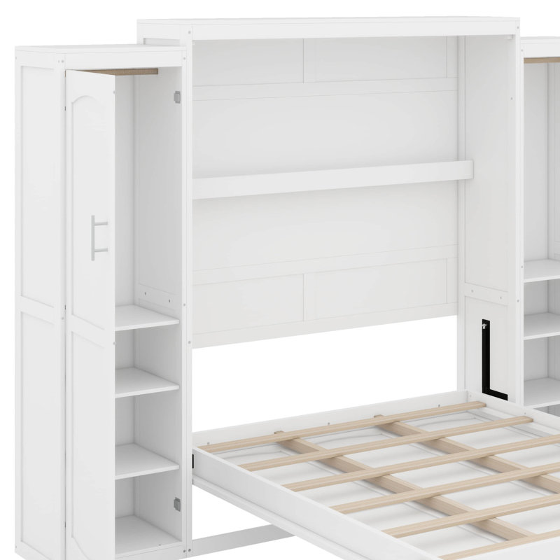Murphy Bed With Wardrobe And Storage Shelf, Full