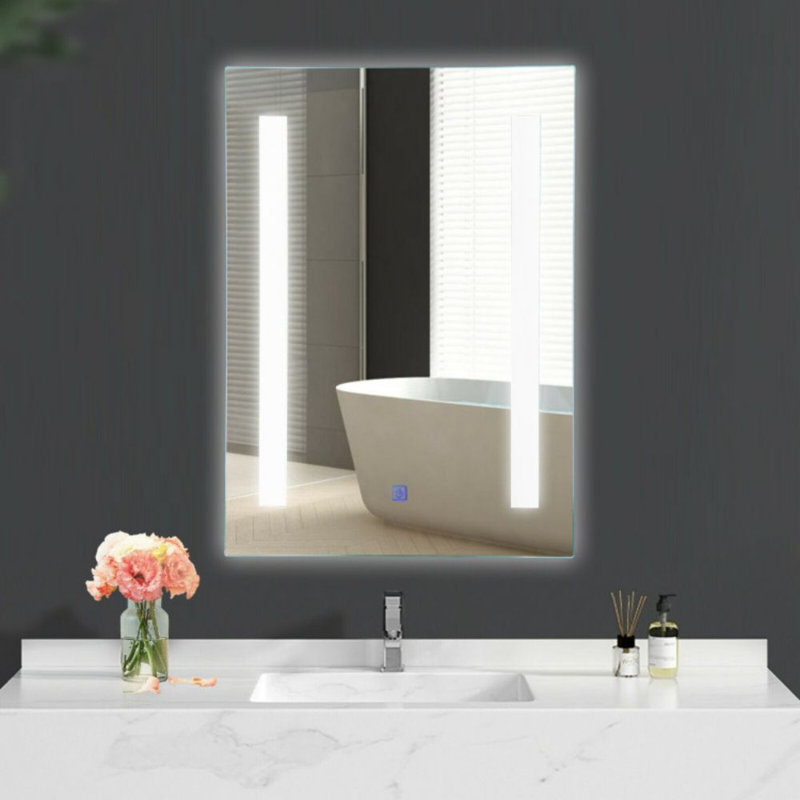 Miroir de meuble-lavabo à loupe éclairée biseauté