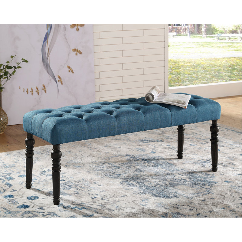 Banc de salle à manger capitonné en tissu, bleu