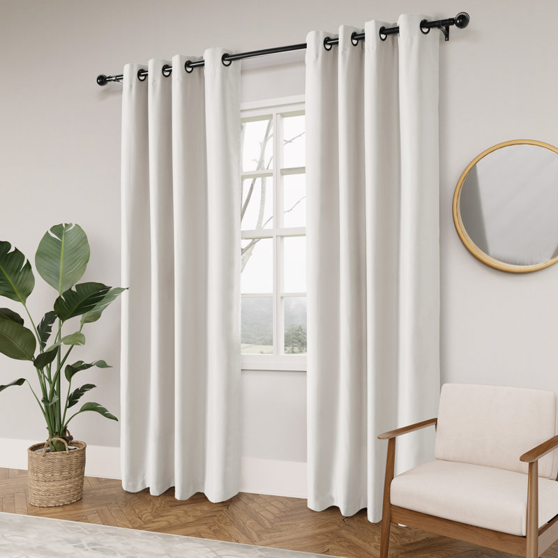 Paire de rideaux occultant 100% croisé Huseman, L 52 po x L 96 po, Naturel