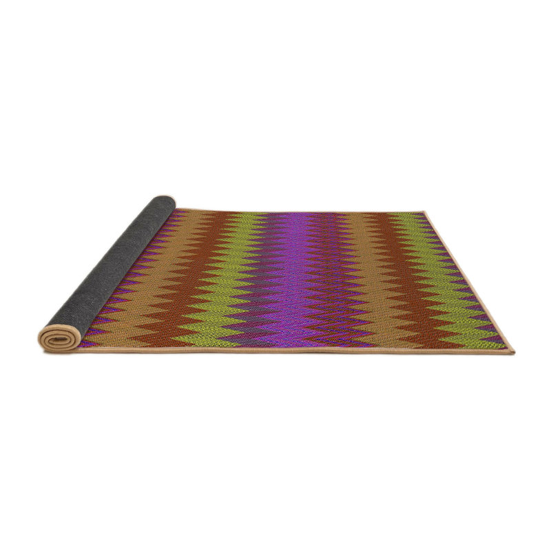 Tapis brun à motif/violet/vert, Carré 3 pi