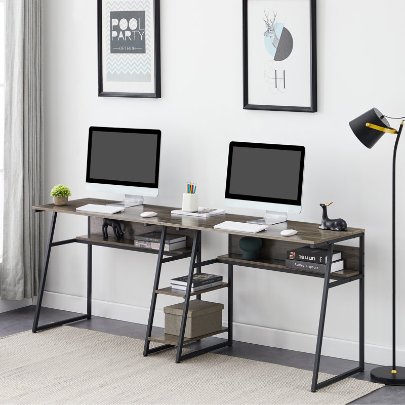 Varnell Steel Writing Desk, Gray/Black