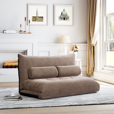 Gael 43'' Wide Video Gaming Tufted Pouf Sofa ,Lazy Sofa,Adjustable Folding Futon Sofa with 2 Pillows