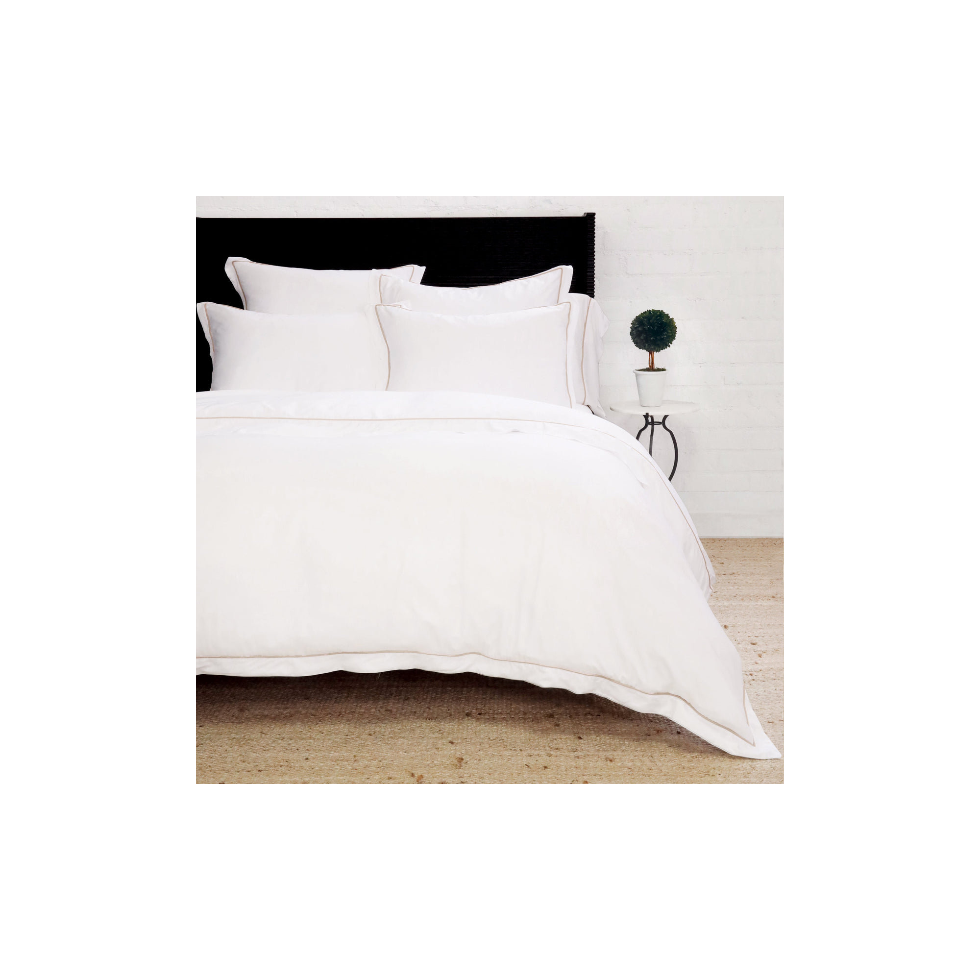 Sheena Rayon From Bamboo Duvet Cover Set, King Duvet Cover + 2 King Shams, White/Sand
