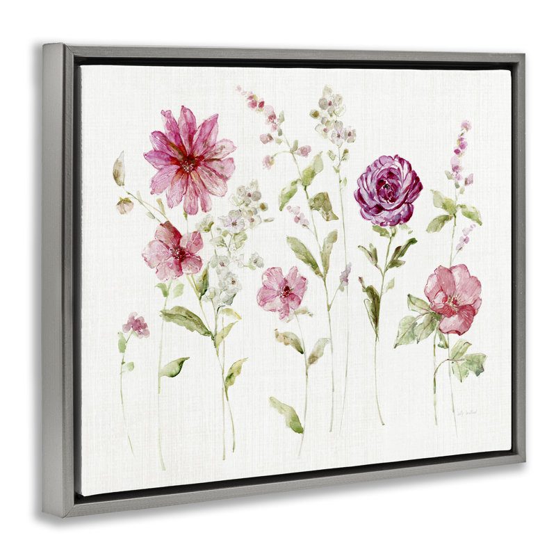  "Blooming Rose Sprig", art mural encadré par Sally Swatland, H 25 po x l 31 po, Cadre flottant gris lustré