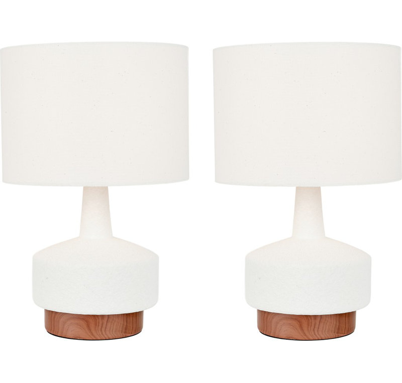 Elencourt Ceramic Table Lamp, Brown, White