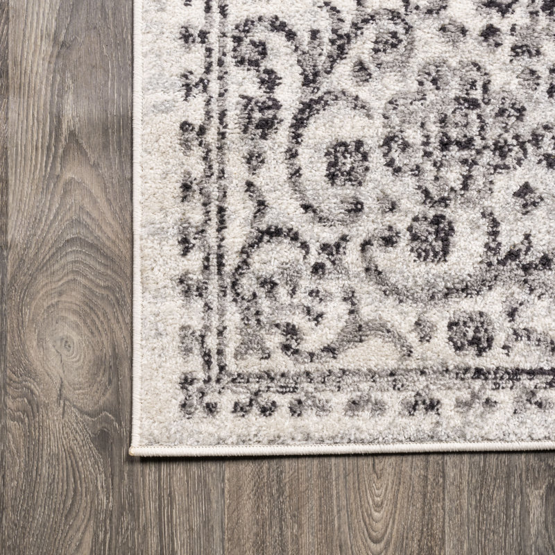 Tapis gris foncé / crème Shellenbarger Filigree Medallion, Rectangle 4pi x 6 pi
