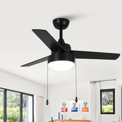 Vaczon 42" 3 - Blade Modern Ceiling Fan with Light Kit and Pull Chain