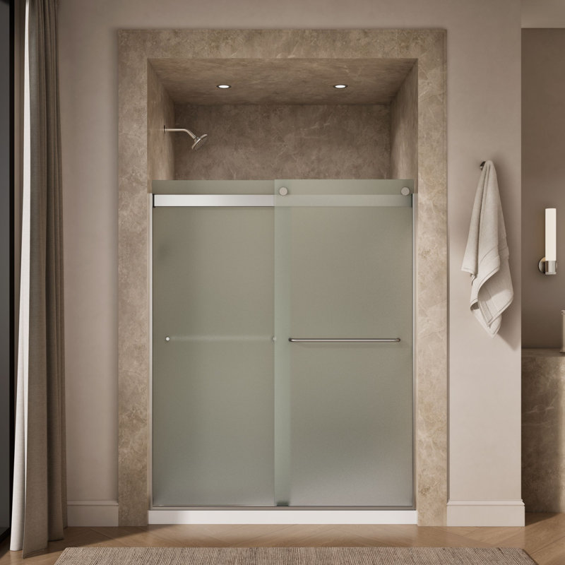Levity 59.63" x 74" Bypass Shower Door with CleanCoat Technology, Matte Nickel, Frosted