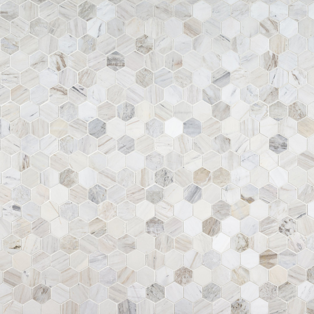 Auralie Hexagon 12 in. x 12 in. Polished Marble Mosaic Floor and Wall Tile Ackland