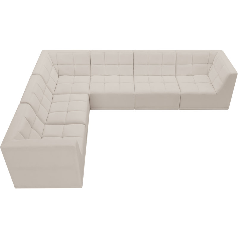Canapé modulaire réversible en velours Hétal, Velours crème
