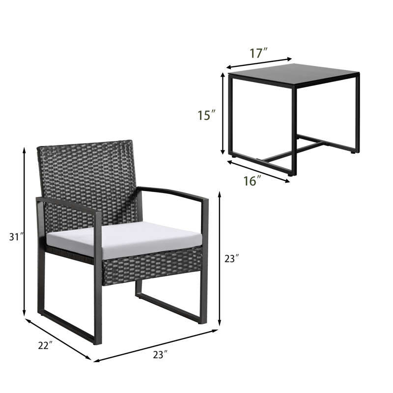 Moncure 2 - Person Patio Conversation Set with Cushions, Cream
