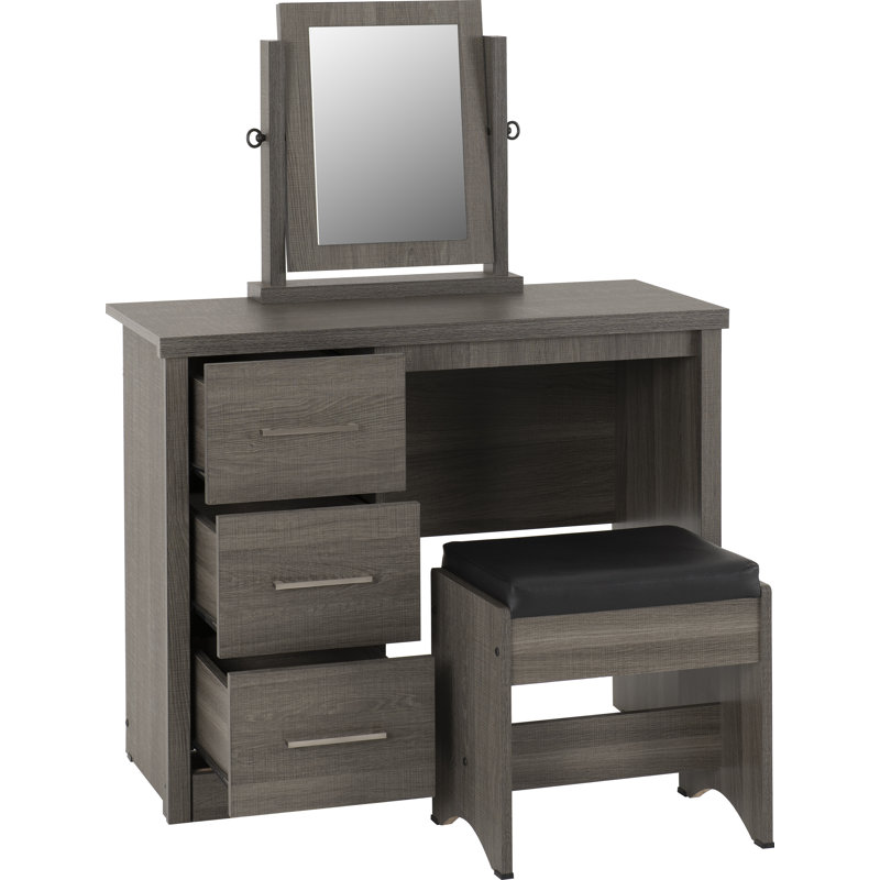 Kelton Dressing Table Set with Mirror, Grey