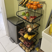 6 Tiers Rolling Metal Stackable Vegetable Fruit Basket Utility Cart Rack Storage Organizer Trolley POPLARBOX