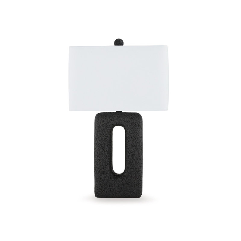 Black Textured Polyresin Table Lamp Set with 3-Way Switch