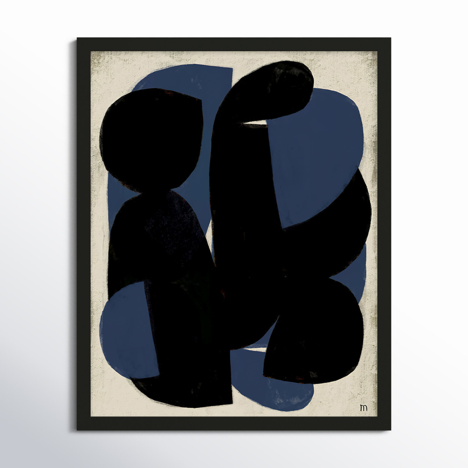 Blue Note Painting, Black Framed Paper, 30" H x 24" W x 1.25" D
