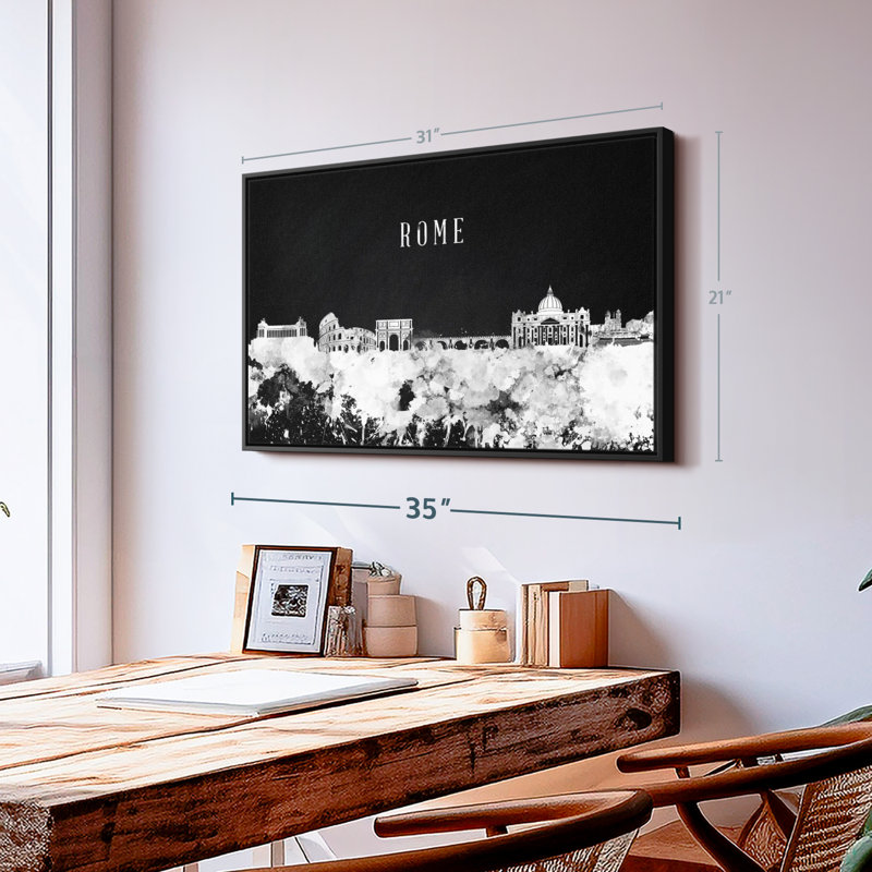 " Rome Skyline BW " Print, 21" H x 31" W