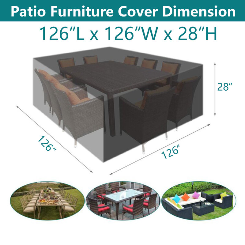 Water Resistant Patio Furniture Set Cover, 28" H x 126" W x 126" D