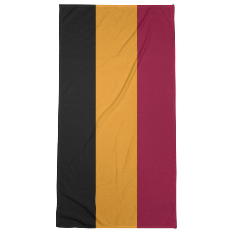 Cotton Blend Lightweight Bath Towel, Black/Yellow/Red