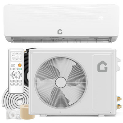 Mini système de chauffage à air climatisé à deux blocs sans conduit - inverseur 19 SEER 9 000/12 000 BTU, thermopompe murale, mode de sommeil silencieux avec minuterie et ensemble d'installation complet pour les pièces jusqu'à 750 pieds carrés