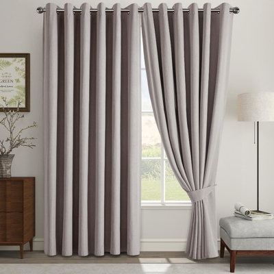 Linen Blend Blackout Curtain Panel Pair