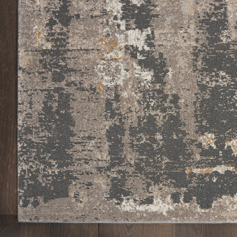 Modernist Gray Abstract 8' x 10' Synthetic Area Rug