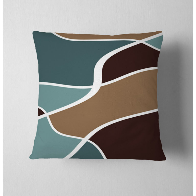 Coussin décoratif avec insert, H 16 po x l 16 po, Bleu / brun abstrait 4