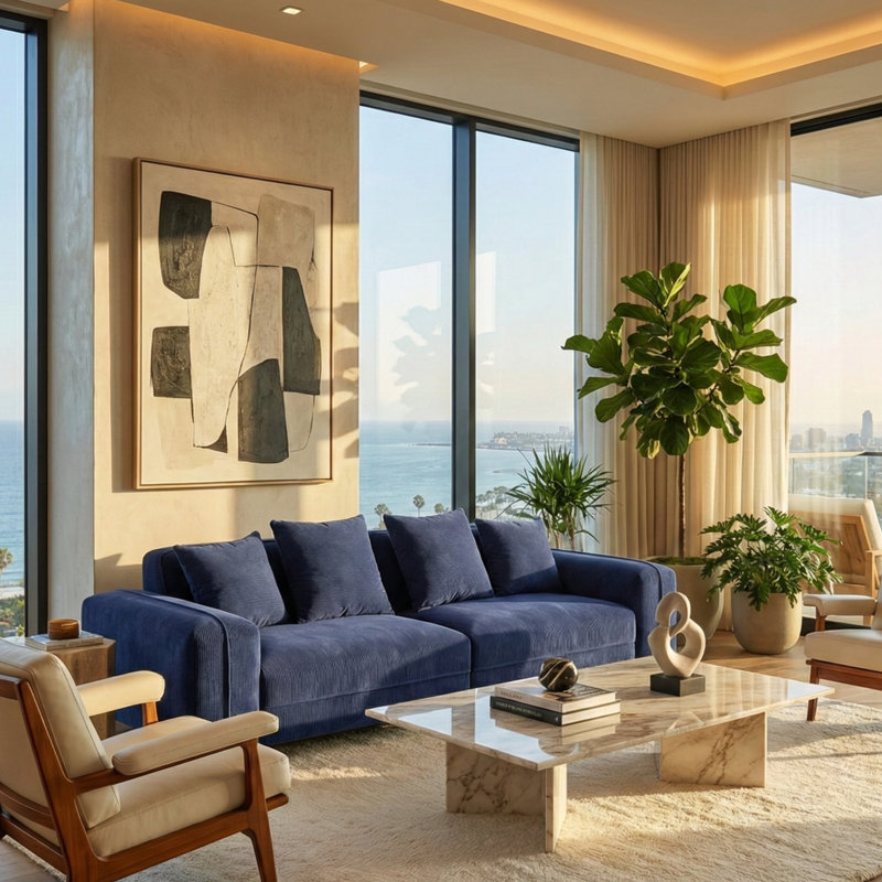 Alfresco Collection Covered in Soft, Luxurious Corduroy Fabric, Royal Blue