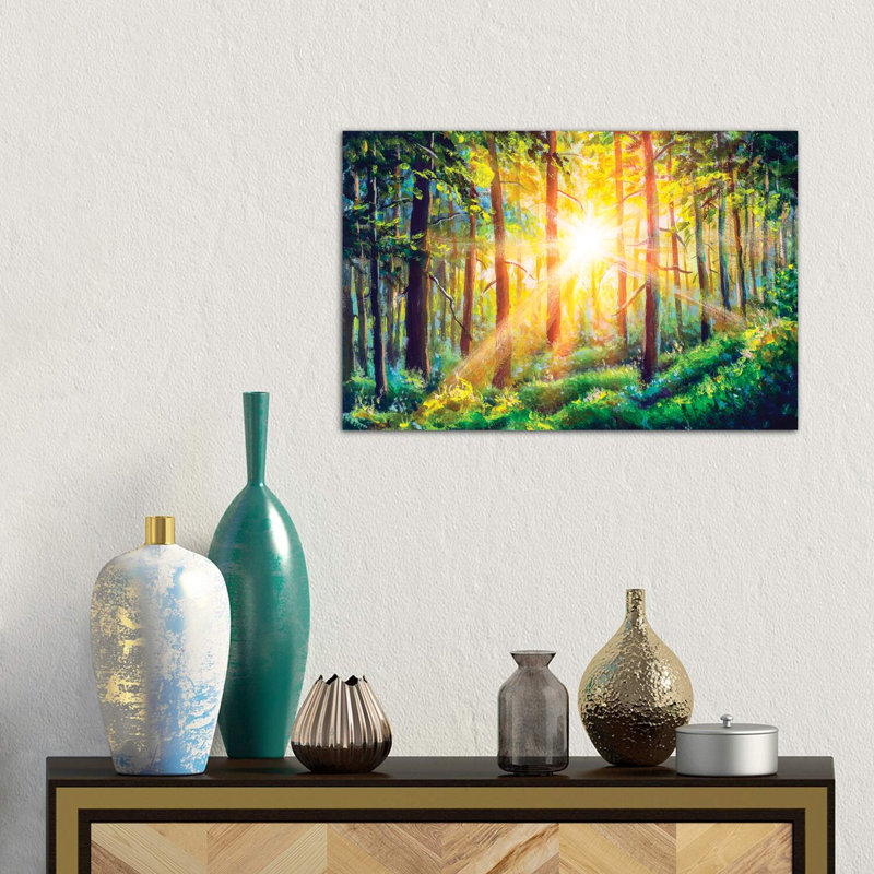 Beautiful Sunny Forest Landscape. by Valery Rybakow - Wrapped Canvas Painting, 45.72cm H x 66.04cm W x 3.81cm D