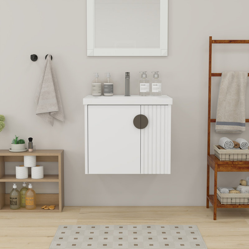Bathroom Vanity Set with Cabinets, White, 24"