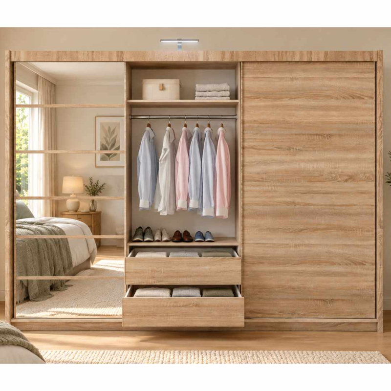 Manufactured Wood Wardrobe, Oak