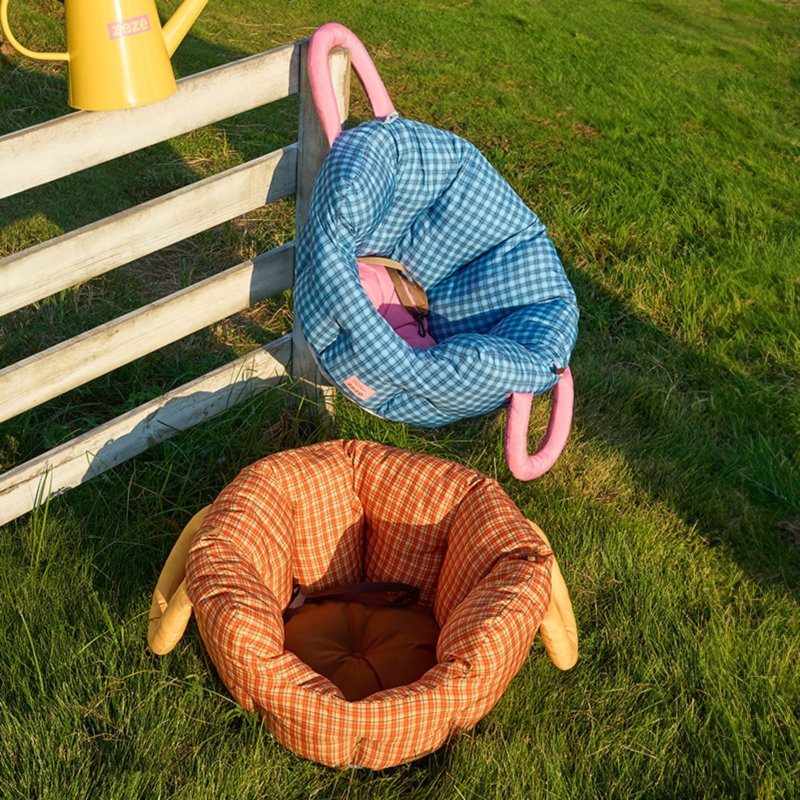 Lit pliant pour voiture et chien ZEZE Nata Bloom Orange Plaid
