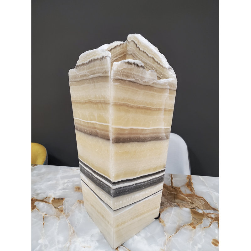 Lampe onyx beige, jaune, brune et noire