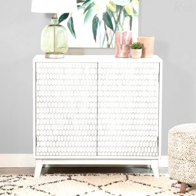 2-Door White Accent Cabinet For Living Room Decor