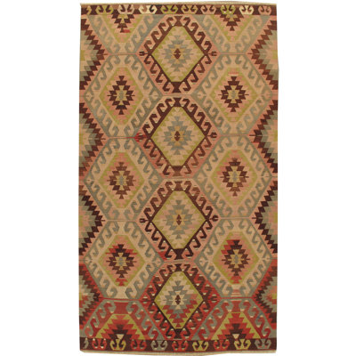 Vintage One-of-a-Kind 6'7" X 11'2" 1940s Wool Area Rug in Brown