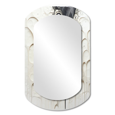 Eversole Minimalism Black And White Painting I - Minimalism Cylinder Decorative Mirror, Modern Asymmetrical Large Wall Mirror, Printed Metal Art